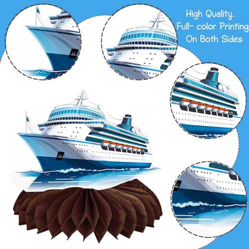 Nautical Ship Honeycomb Centerpieces 12Pcs Nautical Party Table Decorations Lighthouse Anchor Centerpieces Iceberg Sailor Birthday Party Decorations for Sailing Theme Party Supplies