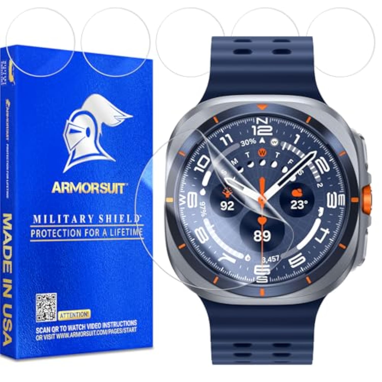 ArmorSuit 6 Pack for Samsung Galaxy Watch Ultra 2025/2024 (47mm) Screen Protector MilitaryShield HD Clear Film - Made in USA