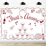 That'S Amore Backdrop - Italian Wedding Engagement Party Decorations, Hand Drawn Italian Pizza Bridal Shower Fabric Banner Decor, 7*5Ft