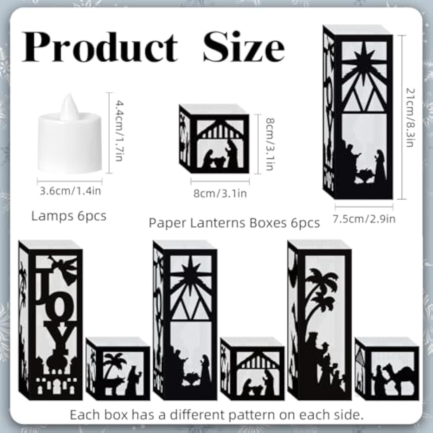 6Pcs Nativity Christmas Luminary Boxes With 6 Lameless Led Candles, Jesus Christmas Luminary Candle Boxes For Religious Christmas Jesus Birthday Xmas Party Decor Paper Lanterns Boxes With Lights