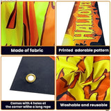 Happy Halloween Banner 120x20 Inch Orange Black Outdoor Yard Sign Party Decorations