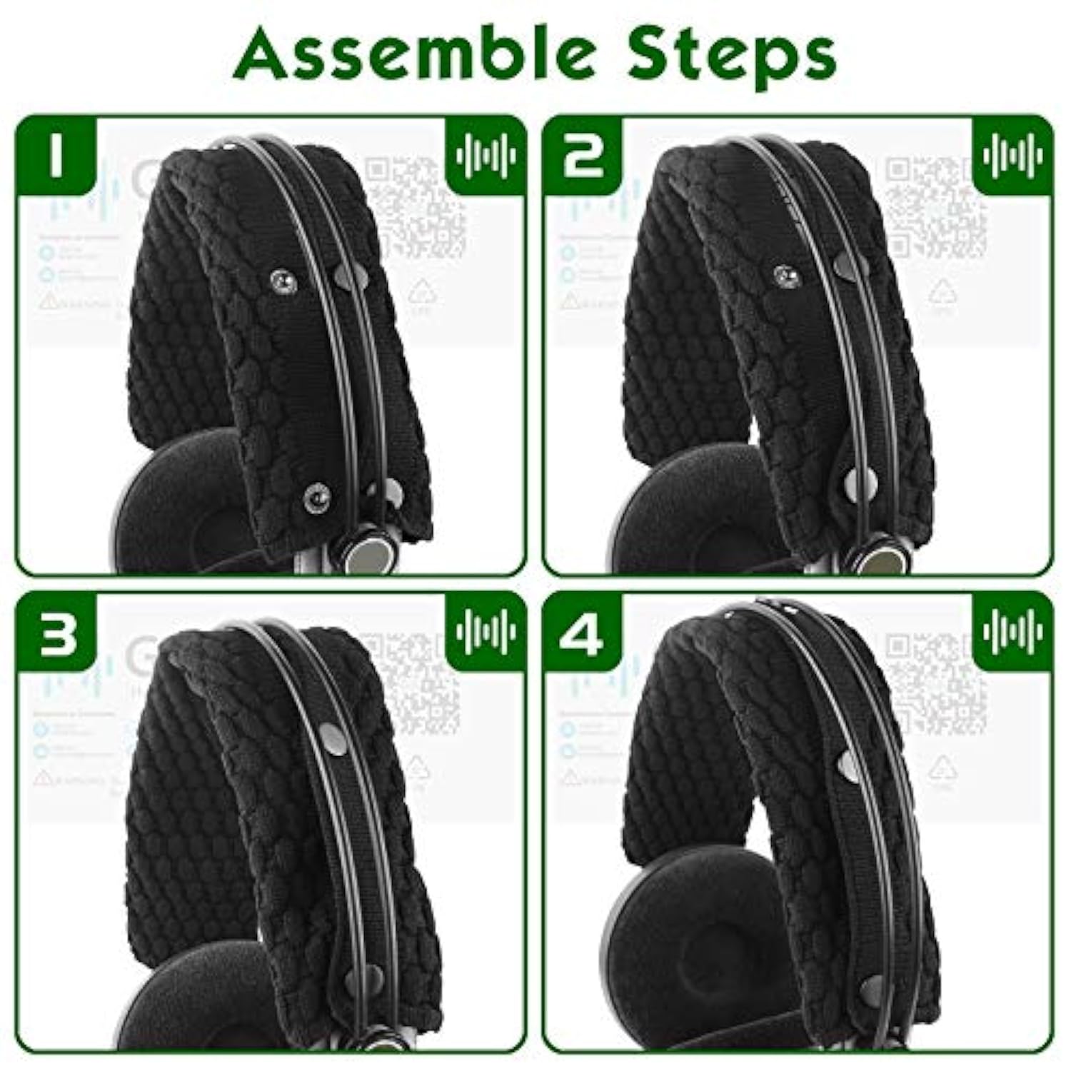 Geekria Knit Fabric Headband Cover Compatible with Logitech, Turtle Beach, Panasonic, AKG, Sennheiser, Sony Headphones, Replacement Repair Part, Easy DIY Installation (Black)