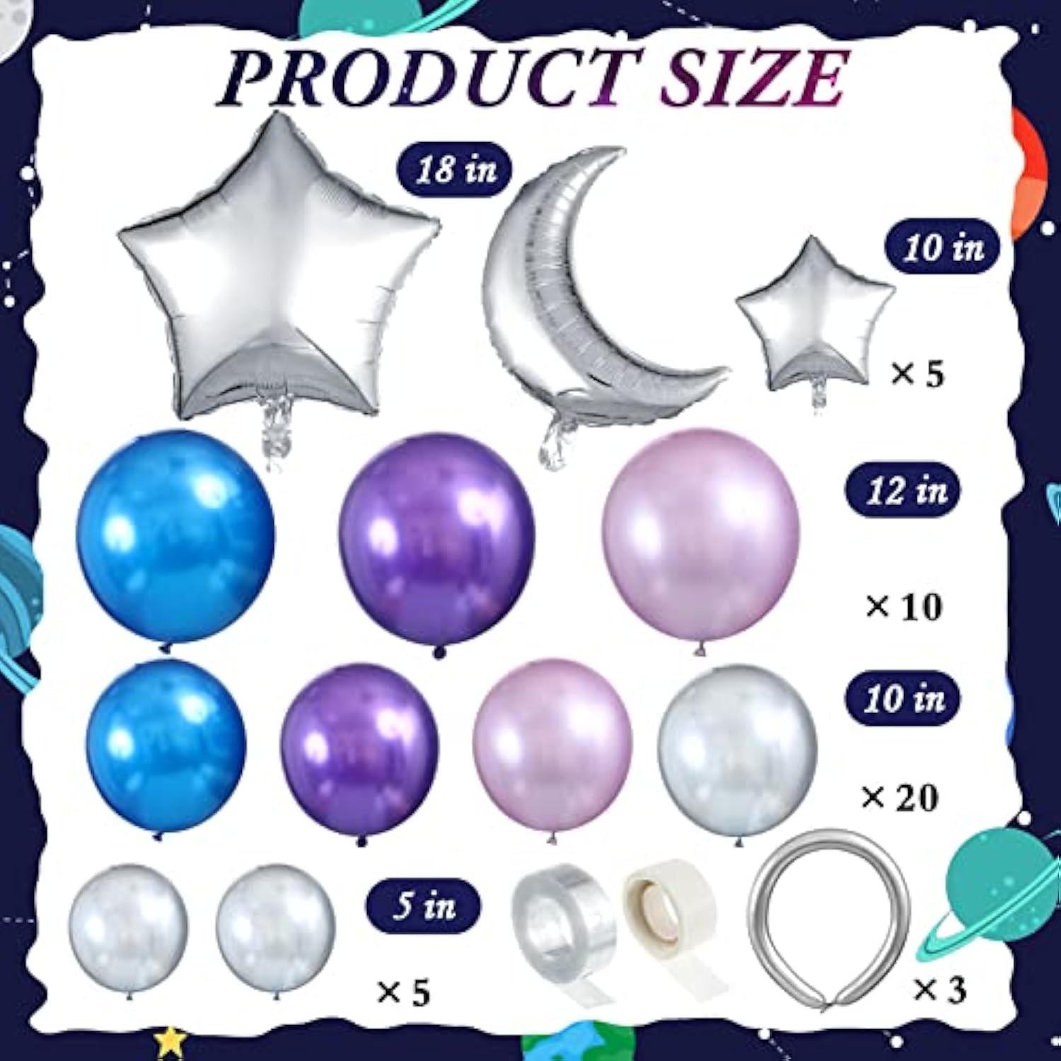 137-Pc Space Balloon Arch Kit for Galaxy-Themed Birthday Décor