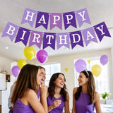 Happy Birthday Banner Light Purple Wall Door Garland with Personalized Letters