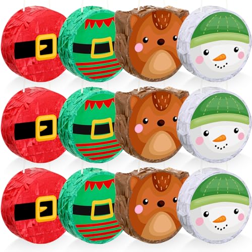 12 Pcs Mini Christmas Piñata Bulk Small Xmas Party Favors