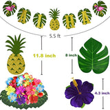 Tropical Luau Party Decoration Pack Hawaiian Beach Theme Party Favors Luau Party Supplies (112 Pcs) Including Banner, Table Skirt, Straws, Flamingo, Pineapple Décors.
