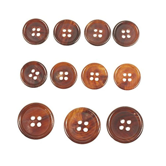 11 Pieces Light Brown Horn Buttons Set For Blazers Suits Coats 15Mm 20