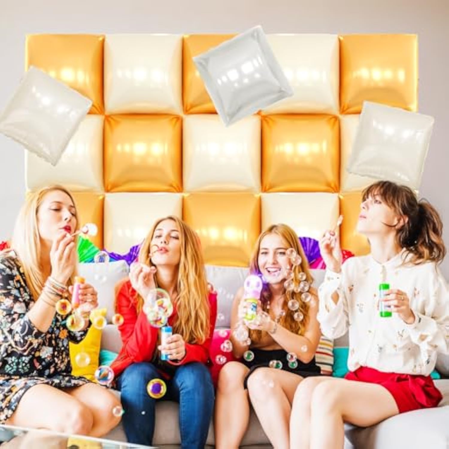 Orange White Square Foil Balloon Wall 19inch Double Sided Arch Kit for Party Decorations