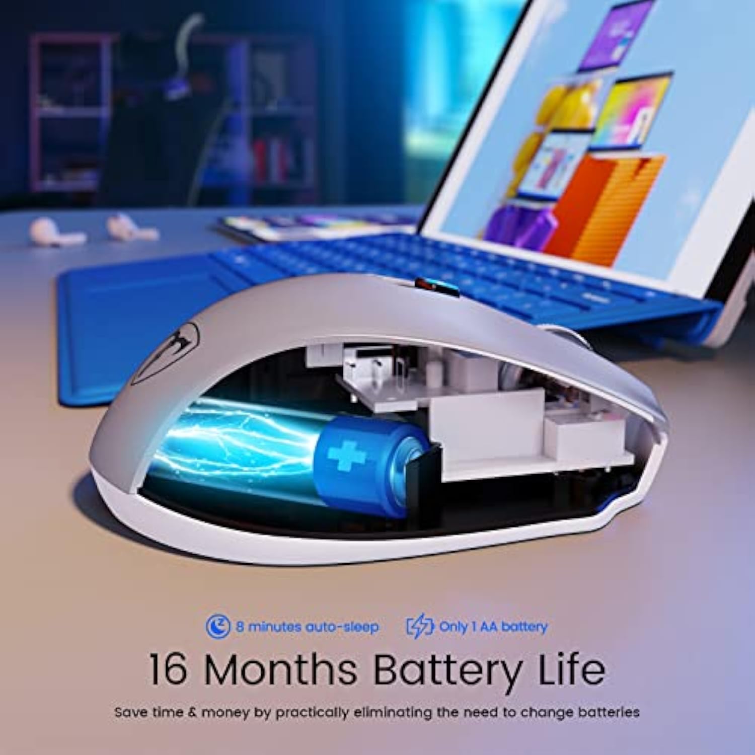 D-09 Wireless Mouse For Laptop - Ergonomic Plus Computer Usb Cordless Mice, Er