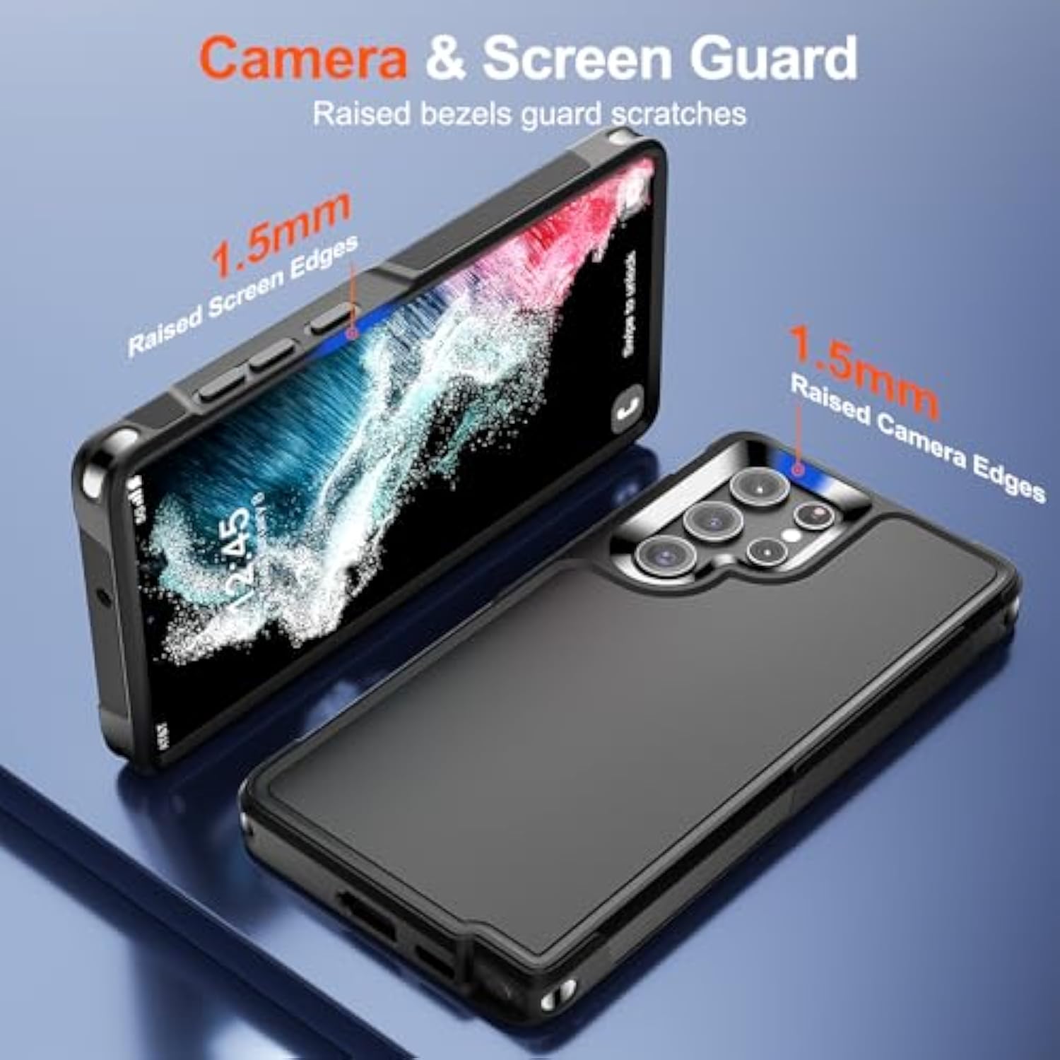Designed For Samsung Galaxy S22 Ultra Case,12 Ft Grade Drop Protection,Dual Layer Heavy Duty Protective Cover Shockproof With Non-Slip Phone Case For Galaxy S22 Ultra 6.8 Inch,Black