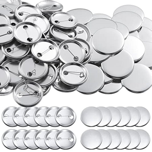 100 Sets Blank Button Making Supplies Round Badge Button Parts Metal B