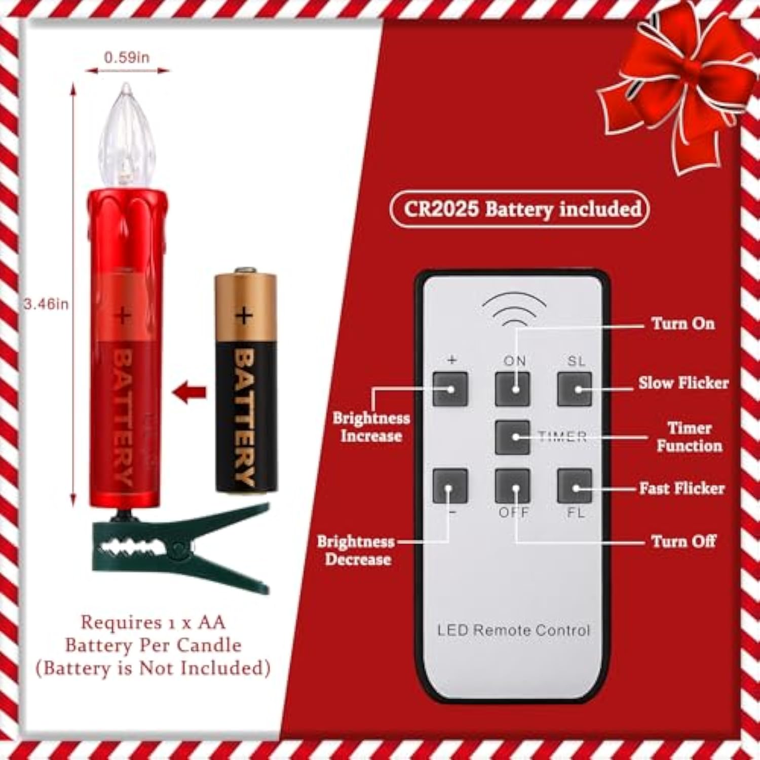 40 Pcs Christmas Led Window Candles With Remote Control And Tree Clips Light Flickering Battery Operated Candlesticks Flameless Candles For Christmas Indoor Outdoor(Red)