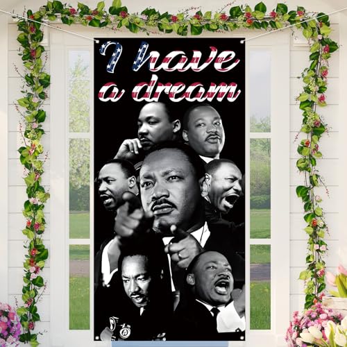 Martin Luther King Jr. Day Door Cover I Have A Dream Photo Backdrop MLK Day Decor African American Peace Love Black History Month Decorations and Supplies for Home-71×35''