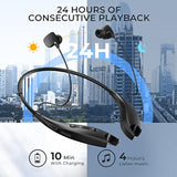 Bluetooth Headphones, Neckband Headphones 24H Playback, Around The Neck With V