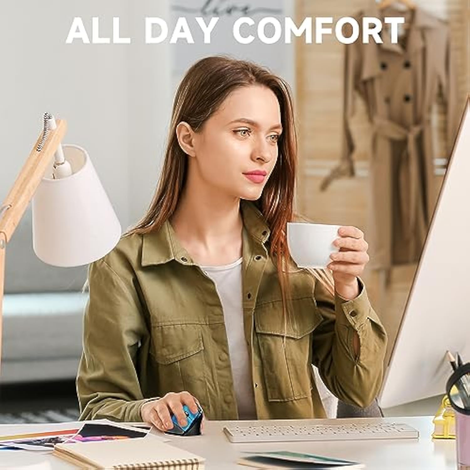Ergonomic Mouse Wireless,2.4G Optical Cordless Mice With 800/1200/1600 Dpi,Vertical Computer Wireless Mouse For Laptop, Mac,Pc,Desktop (For Right Hand, Large),Blue Mouse
