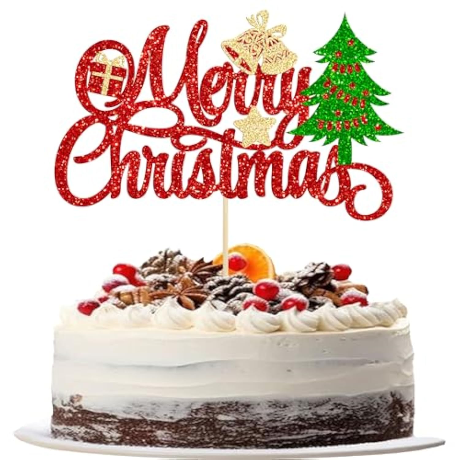 1pc Merry Christmas Cake Topper Red Green Tree Bell Party Decoration