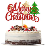1pc Merry Christmas Cake Topper Red Green Tree Bell Party Decoration