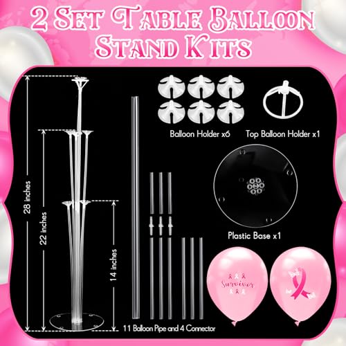 2 Set Pink Breast Cancer Awareness Balloons, Table Decorations