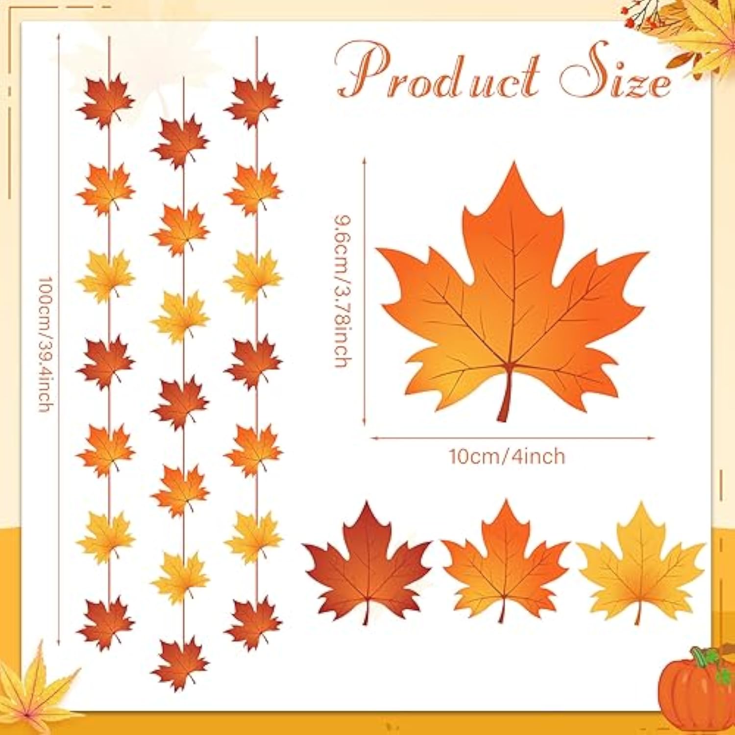 8 Pcs Fall Party Hanging Decorations Artificial Autumn Maple Leaves Banner Maple Leaves Hanging Garland Decor For Fall Thanksgiving Home Garden Wedding Wall Doorway Backdrop Supplies Decor