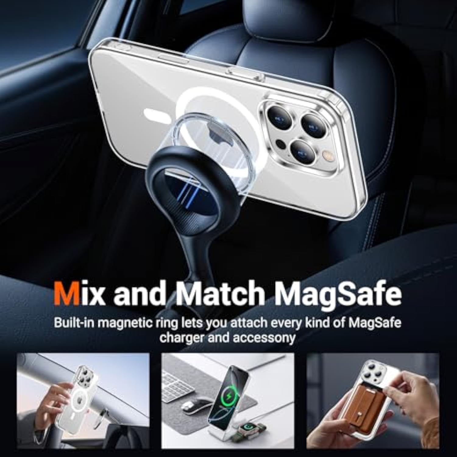 For Iphone 16 Pro Case Clear, [Compatible With Magsafe][Anti-Yellowing][Military-Grade Protection] Shockproof Slim Magnetic Phone Case For Iphone 16 Pro, Transparent