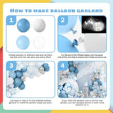 146Pcs Blue Balloon Garland Kit Light Blue & White Balloons for Showers & Parties