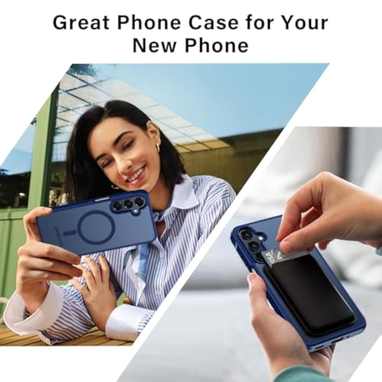 For Samsung Galaxy A16 5G Case With 2X Screen Protector, Magnetic Military Grade Shockproof Case Translucent Back Slim Rugged Bumper Cover For Galaxy A16 5G Phone Case-6.7 Inch, Blue