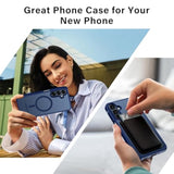 For Samsung Galaxy A16 5G Case With 2X Screen Protector, Magnetic Military Grade Shockproof Case Translucent Back Slim Rugged Bumper Cover For Galaxy A16 5G Phone Case-6.7 Inch, Blue