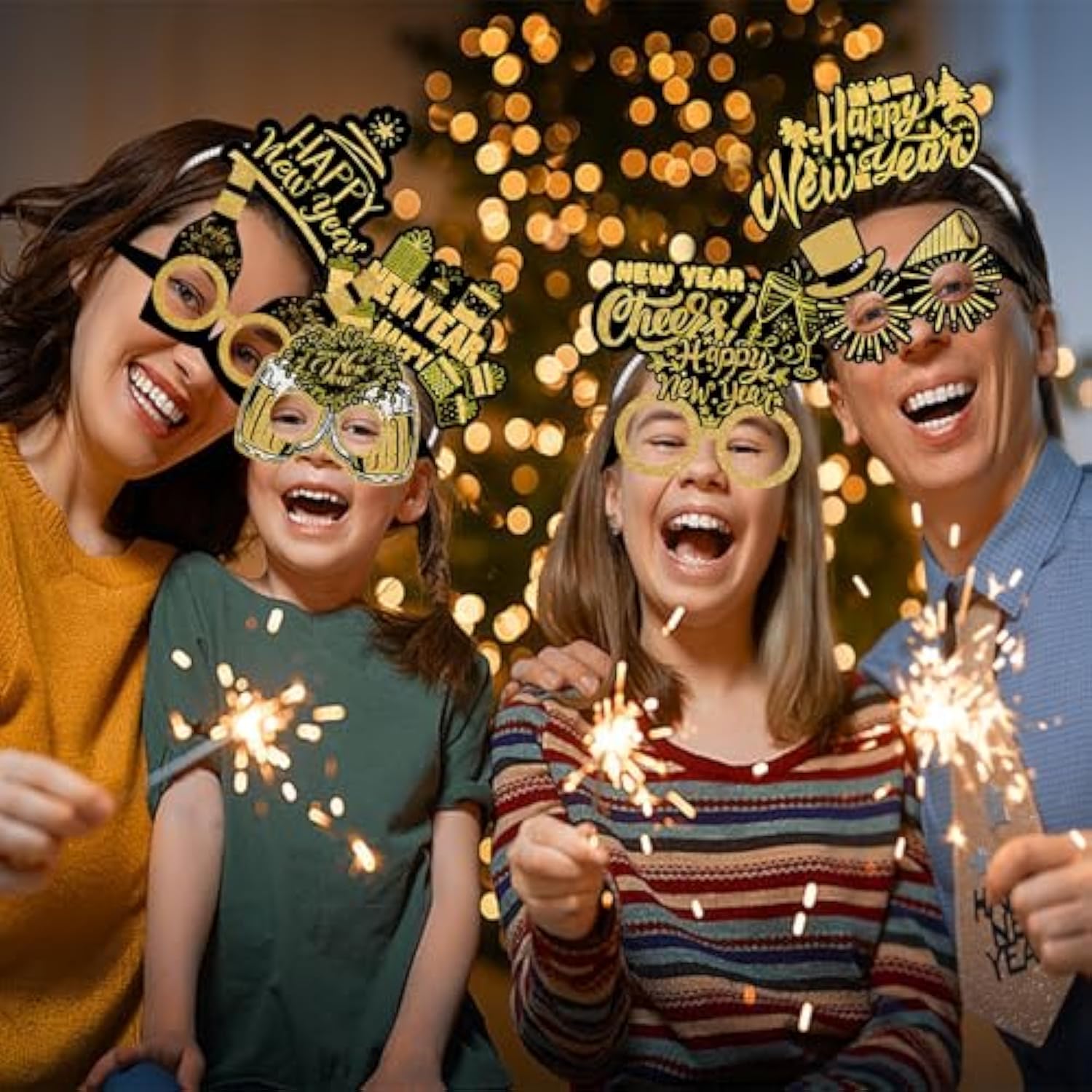 12Pcs New Year 2026 Party Supplies Headband Tiara Glasses Photo Props