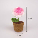 Handmade Crochet Flowers,Small Potted Knitted Desk Decorations Home Decoration Car Dashboard Decorations Crochet Artificial Flower (Pink Rose)
