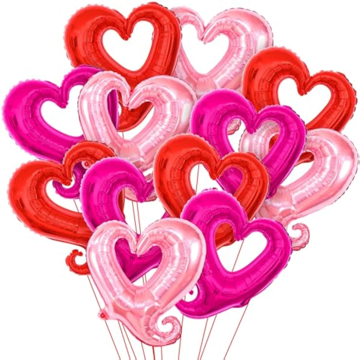 Pink And Red Heart Balloons - 18 Inch, Pack Of 12 | Heart Shaped Balloons For Valentine'S Day Decorations