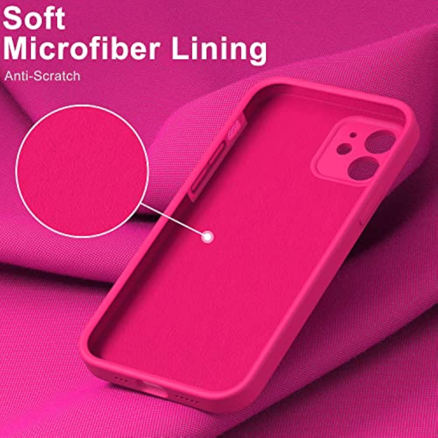 Compatible With 12 Silicone Case With Screen Protector,Enhance Camera Protection,Soft Flexible Slim Fit Protective Phone Cover 6.1" For Women Girls Hot Pink