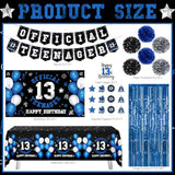 13Th Birthday Decorations For Boys, Official Teenager Happy 13Th Birthday Decor With Banner Backdrop Tablecloth & Number 13 Balloon Arch Kit For 13 Year Old Birthday Party Supplies(Black Blue)