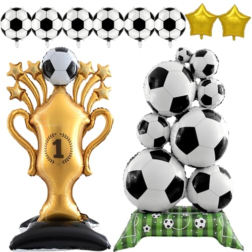 10PCS Soccer Balloons Set – Large Soccer Balloon & Trophy Balloon for Soccer Party Decorations, Birthday Supplies for Soccer Fans, 2026 Championship Decor