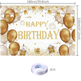 Gold Birthday Party Decoration Gold Happy Birthday Backdrop Gold Photo Background Banner Poster For Gold Party Decorations Party Supplies 70.8 X 47.2 Inch