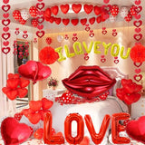 1024Pcs Valentines Day Balloons Kit with I love You Balloons Red Heart Balloons Balloon Red Rose Petals Heart Pendants for Valentines Day Balloons Decorations Anniversary Decorations Romantic