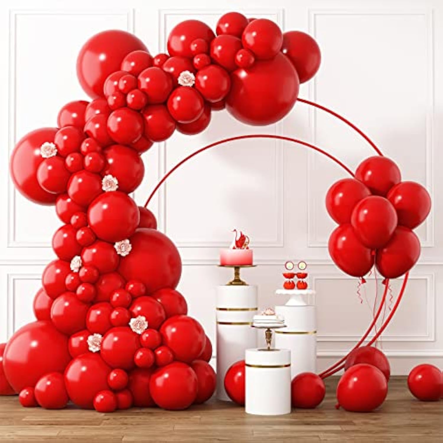 Red Balloon Garland Kit: 105-Piece Latex Arch for Party Decor