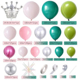 253pcs Pink & Green Balloon Garland Kit with Stars and  Crown for Birthday Party Decor