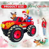 7Ft Christmas Inflatable Outdoor Decoration, Inflatable Santa Claus & Reindeer On Monster Trunk, Blow Up Yard Decoration