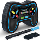 Video Game Controller Piñata Bundle Fiesta Gaming Controller Piñata Set With Blindfold And Bat Kids Birthday Gamer Party Supplies Game Toy For Kids Gaming Theme Party Carnival Events Decor(Blue)