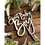 Wooden Sweet Baby Boy Cake Topper, Baby Shower/Newborn Gender Reveal Party Decorations, Welcome Baby Patry Supplies, Baptism Party Cake Decor