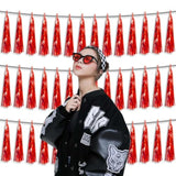 3P Metallic Fringe Tassel Banner Garland Foil Tinsel Streamer Wall Hanging Curtain Backdrop Banner For Parade Floats,Graduation Decorations, Wedding Party Decoration(Red)