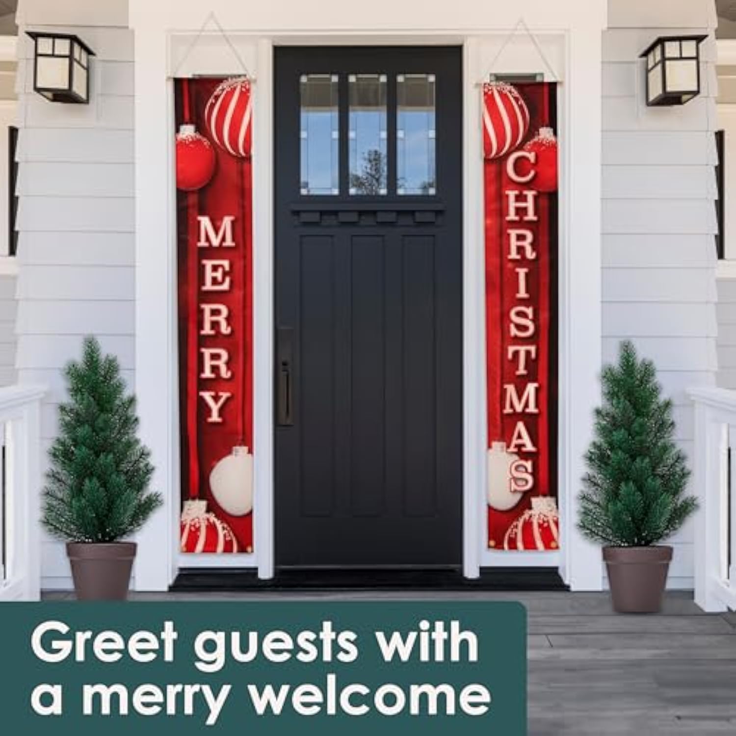 12" X 72" Merry Christmas Ornament Banners - Festive Holiday Window Decor