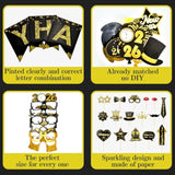 71 Pc 2026 New Year Party Kit with Balloons Banner and Black Gold Decor