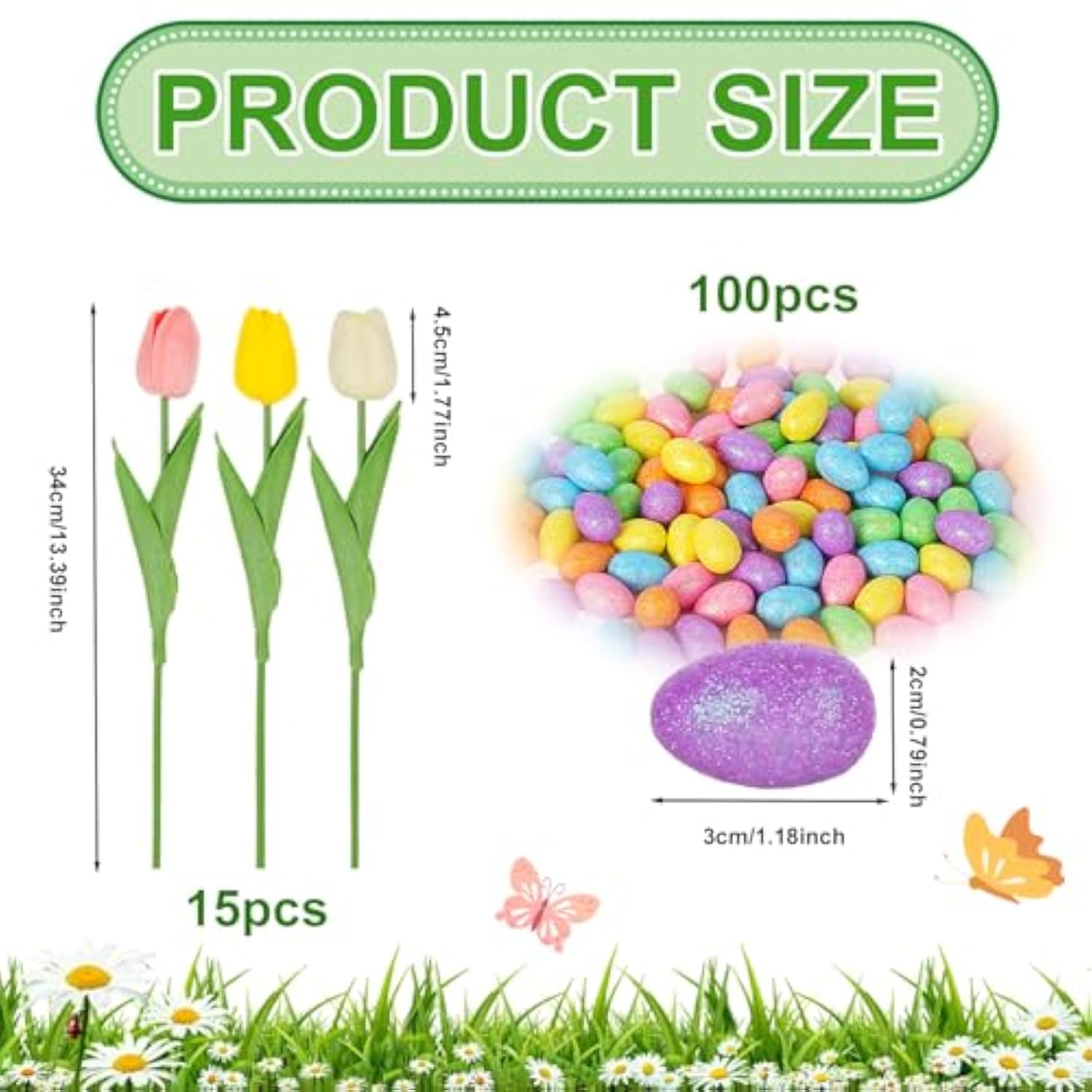 Easter Decoration-Tulips Vase Filler Set With Eggs, Table Tulips Vase Stuffer, Floral Arrangement For Spring Home Kitchen Party Table Centerpieces Décor