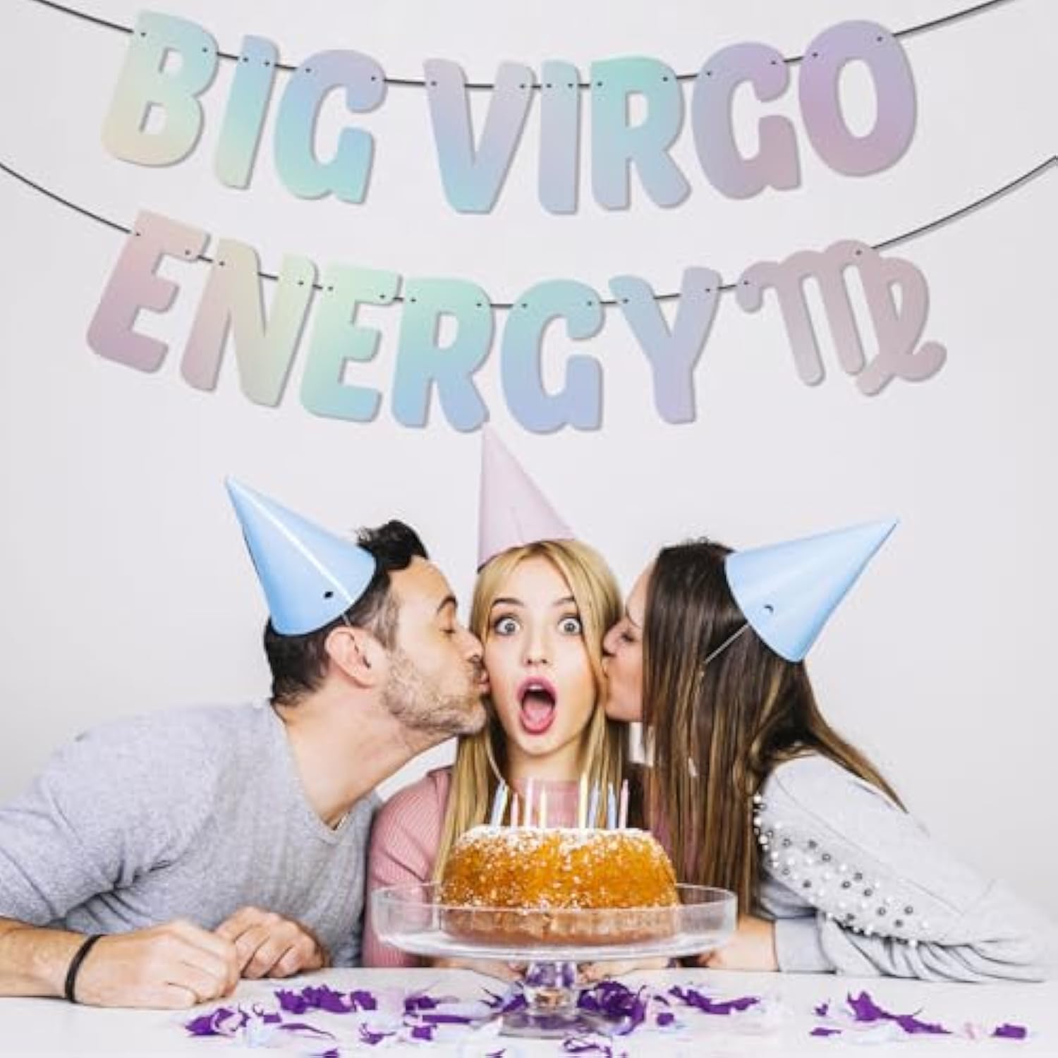 Big Virgo Energy Banner, Iridescent Foil Banner For Virgo Aug/Sept Birthday Party Decor,Virgo Season Decor, Astrology Party Supplies