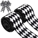 2 Rolls 2.6 Inch X 10 Yards Christmas Checkered Ribbon Black And White