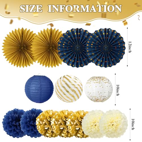 14 Pcs Navy Blue and Gold Party Decorations, Navy and Gold Decor