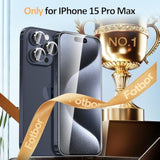 2+1 Pack For Iphone 15 Pro Max Screen Protector With Camera Lens Protector, Shock - Absorbing Pro Series Tempered Glass, [Precision - Align] Quickfit
