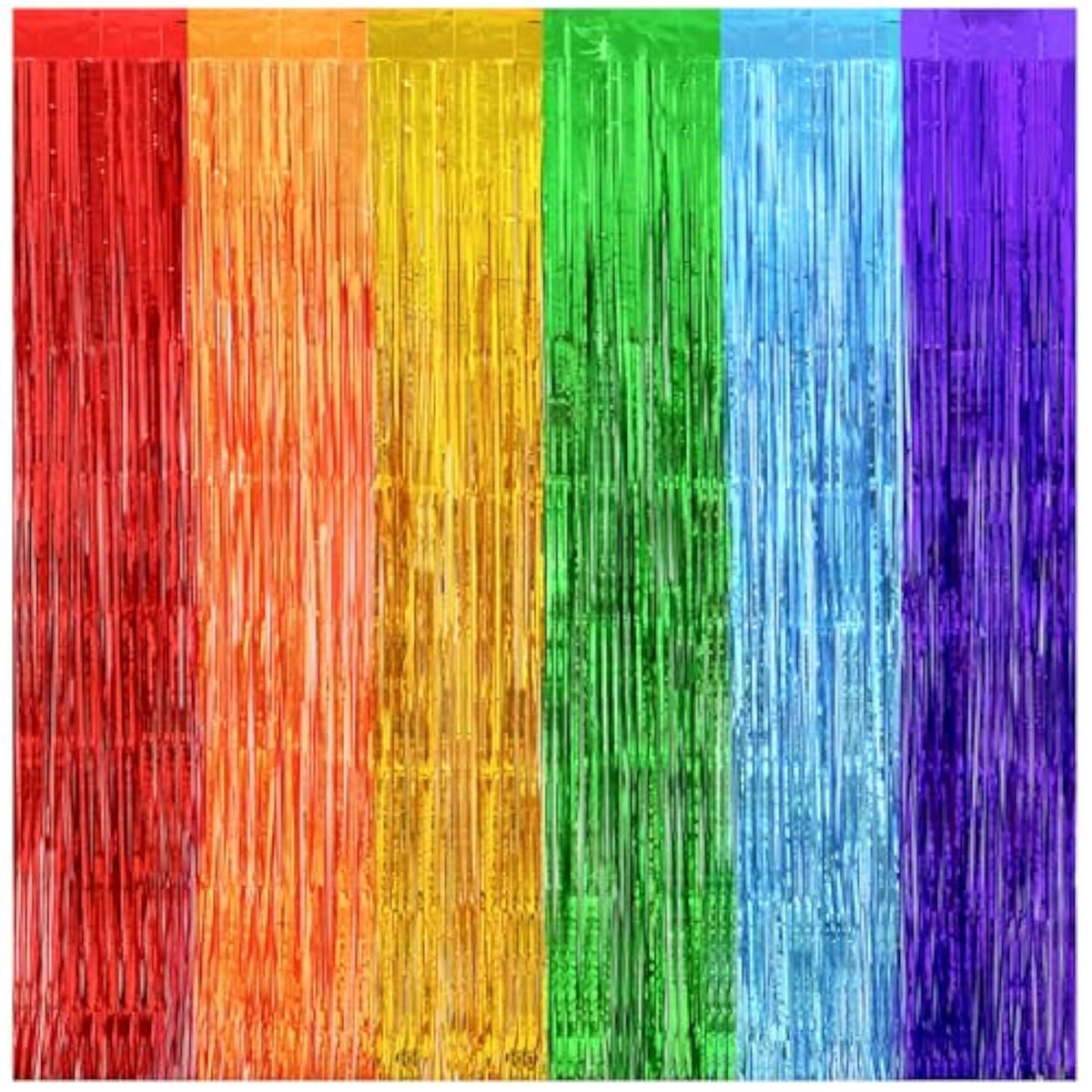 Pride Party Decorations - Rainbow Streamers Thicken 2 Pack 3.2 X 8.2 Ft - Rainbow Tinsel Foil Fringe Curtains, Photo Booth Props Backdrops For Birthday, Fiesta, Mexican, Pride, Baby Shower