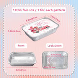 50Pcs Valentine Foil Containers With Lid, Valentine Leftover Containers Valentine'S Day Cookie Containers With Lids Aluminum Food Containers Storage For Baking, Valentine'S Day Treat Party, Cooking